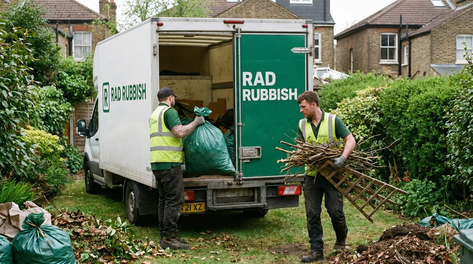 Loading garden waste into the van